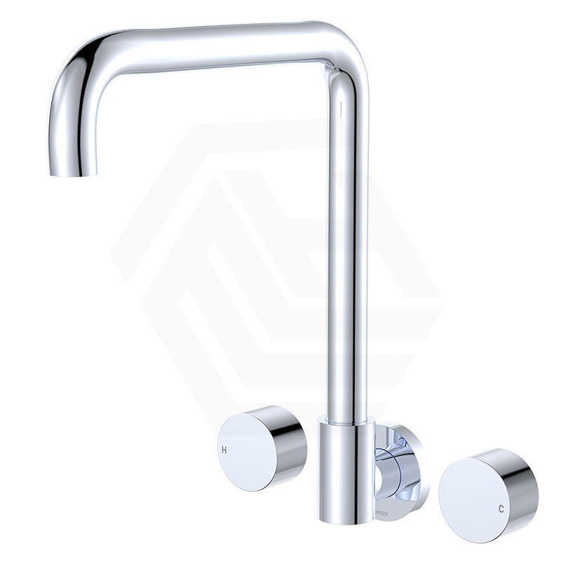 Fienza Kaya Squareline Wall Mounted Cross Tap Set Swivel Spout Variant Colours Available