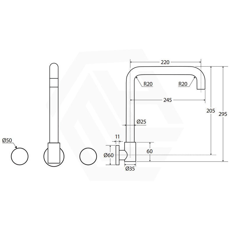 Fienza Kaya Squareline Wall Mounted Tap Set Swivel Outlet Variant Colour Available