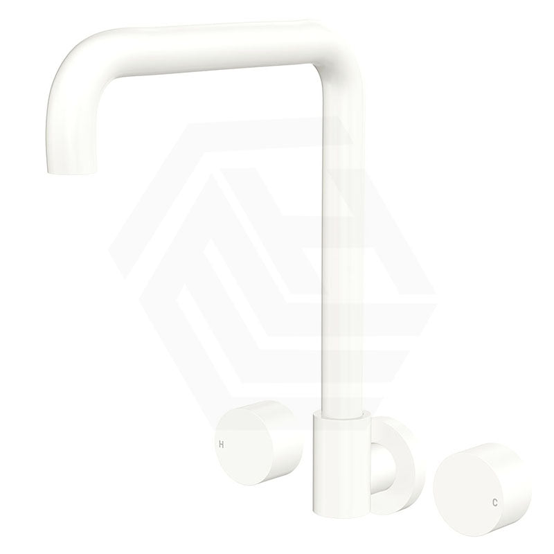Fienza Kaya Squareline Wall Mounted Cross Tap Set Swivel Spout Variant Colours Available