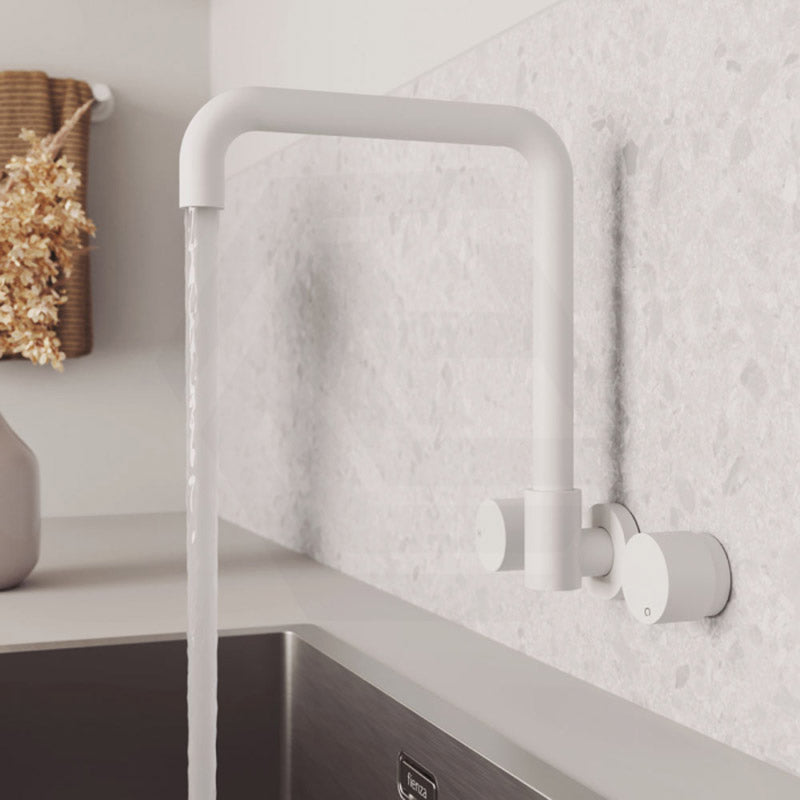 Fienza Kaya Squareline Wall Mounted Tap Set Swivel Outlet Variant Colour Available