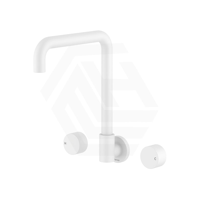 Fienza Kaya Squareline Wall Mounted Tap Set Swivel Outlet Variant Colour Available