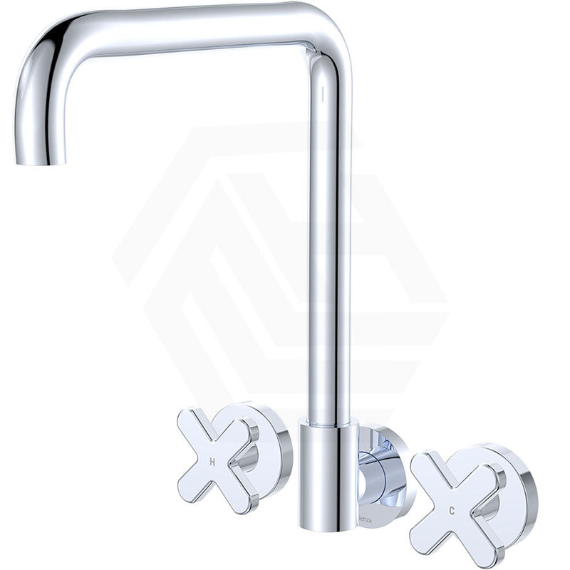 Fienza Kaya Squareline Wall Mounted Cross Tap Set Swivel Spout Variant Colours Available