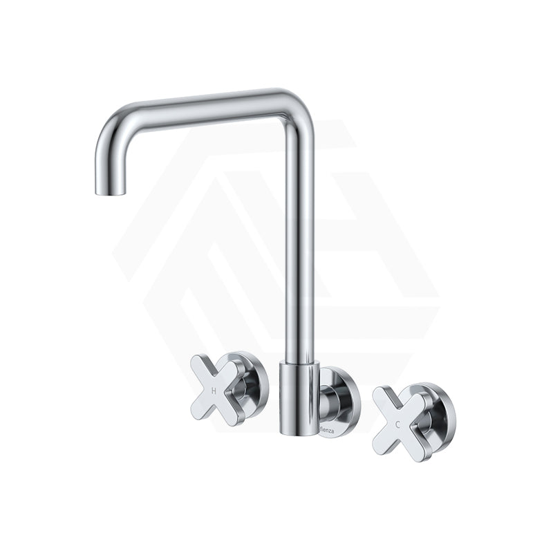 Fienza Kaya Squareline Wall Mounted Cross Tap Set Swivel Spout Variant Colours Available