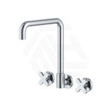 Fienza Kaya Squareline Wall Mounted Cross Tap Set Swivel Spout Variant Colours Available