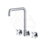 Fienza Kaya Squareline Wall Mounted Cross Tap Set Swivel Spout Variant Colours Available