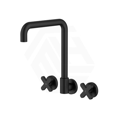 Fienza Kaya Squareline Wall Mounted Cross Tap Set Swivel Spout Variant Colours Available