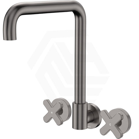 Fienza Kaya Squareline Wall Mounted Cross Tap Set Swivel Spout Variant Colours Available