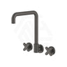 Fienza Kaya Squareline Wall Mounted Cross Tap Set Swivel Spout Variant Colours Available