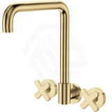 Fienza Kaya Squareline Wall Mounted Cross Tap Set Swivel Spout Variant Colours Available