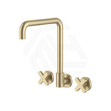 Fienza Kaya Squareline Wall Mounted Cross Tap Set Swivel Spout Variant Colours Available
