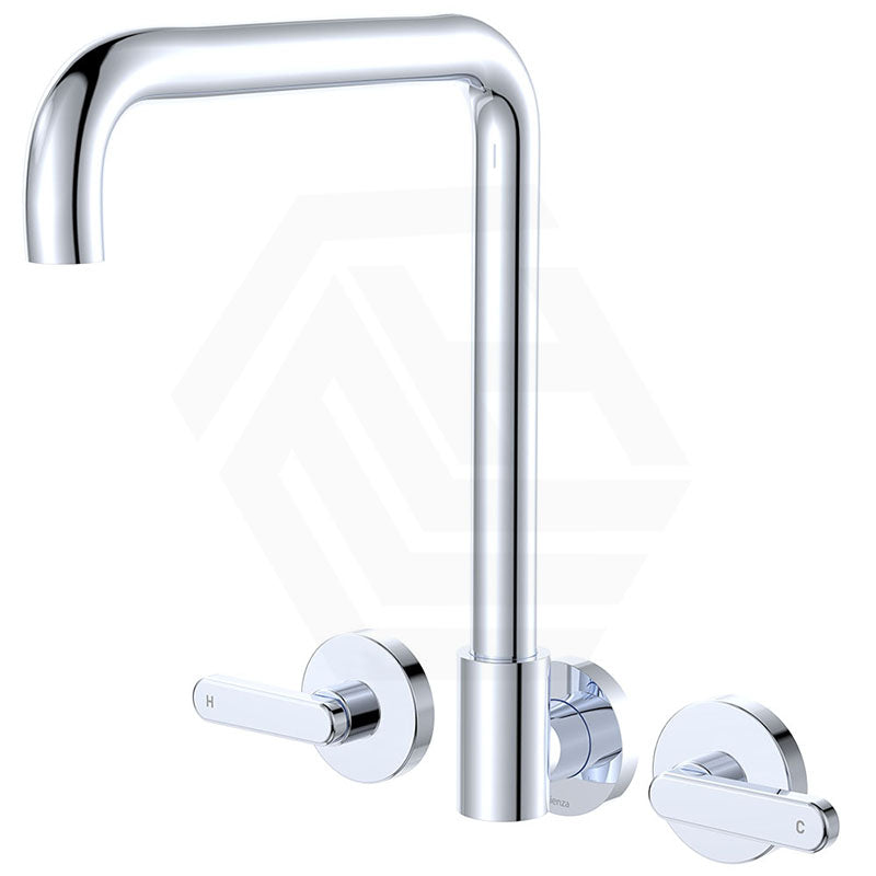 Fienza Kaya Squareline Wall Mounted Lever Tap Set Swivel Spout Variant Colour Available