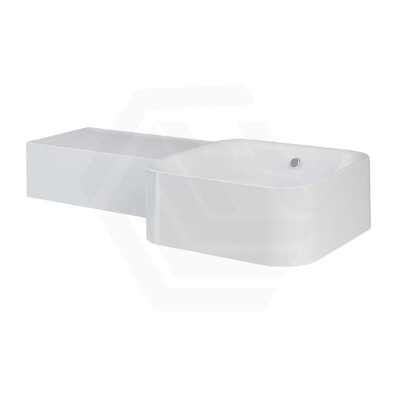 765x355x140mm RAK Petit Ceramic Square Wall Hung Basin Alpine White With Overflow Left Edge NO Tap Hole 