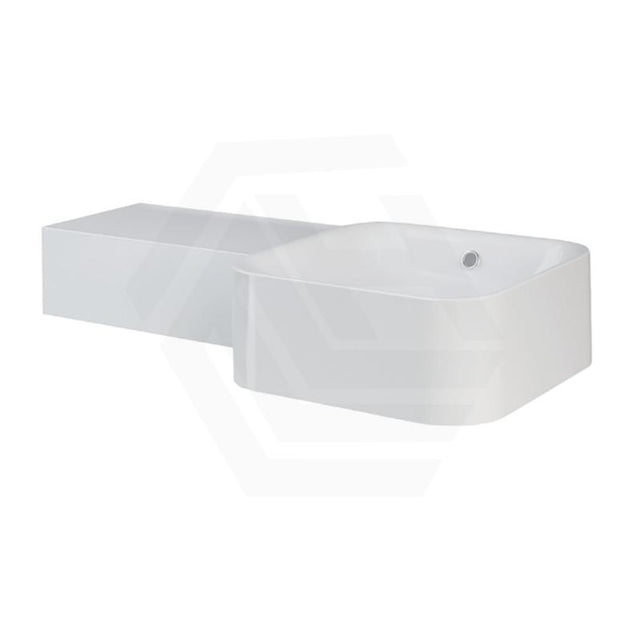 765x355x140mm RAK Petit Ceramic Square Wall Hung Basin Alpine White With Overflow Left Edge NO Tap Hole 