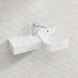 RAK Petit Ceramic Square Wall Hung Basin With Overflow Left / Right Tap Hole Option 765x355x140mm - Alpine White
