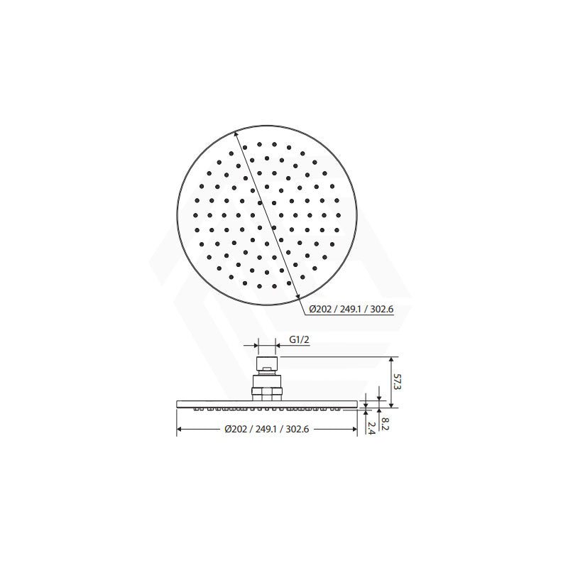 Fienza Starry Stainless Steel Round 300mm Shower Head - Variant Colour