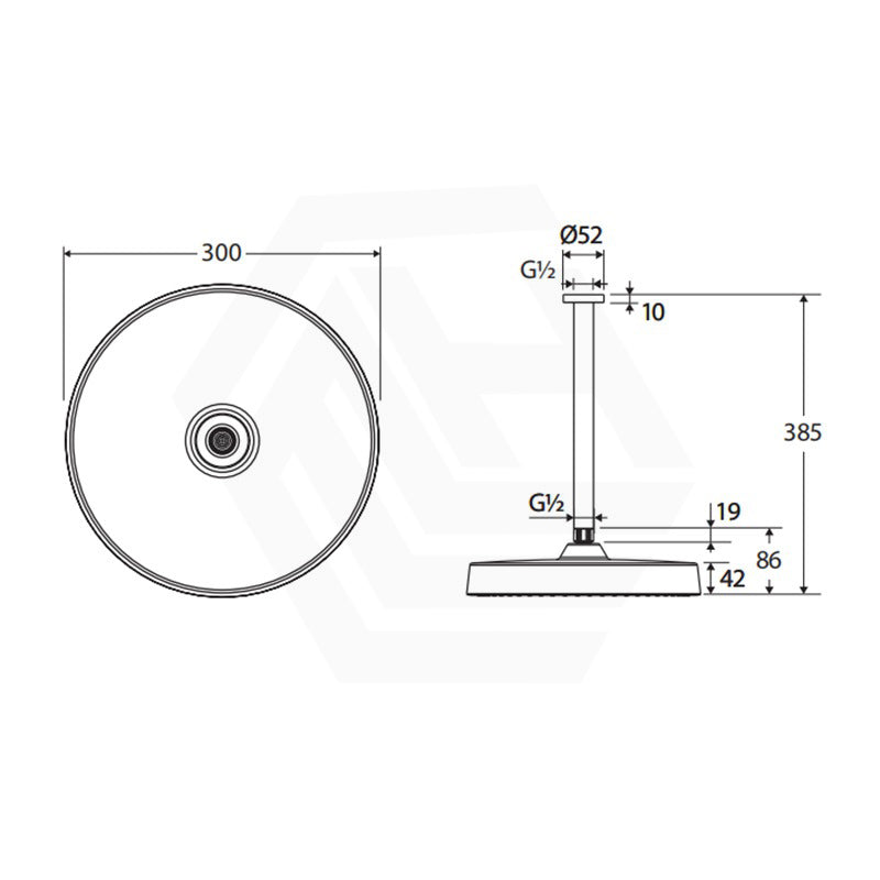 Fienza Kuro Round Stainless Steel Ceiling Shower Arm Set - Variant Colour Available