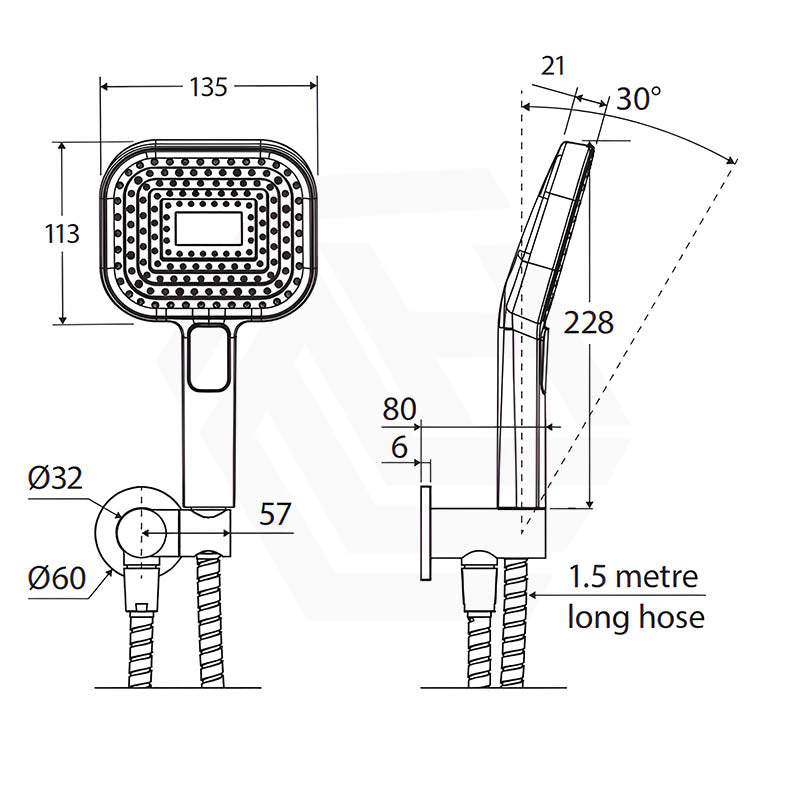 Fienza Kuro Square Hand Shower with Round Plate - Variant Colour Available