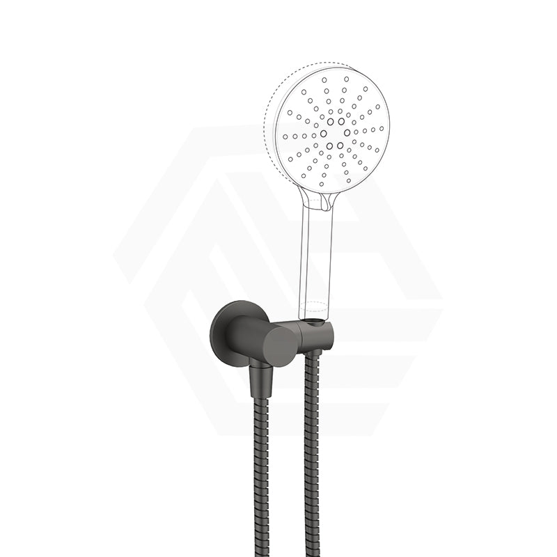 Fienza Universal Brass Hand Shower Bracket with Hose Round Plate Variant Colour Available