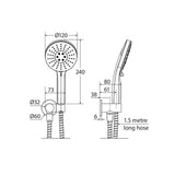 Fienza Empire Chrome Slim 3 Functions Hand Shower with Round Plate 