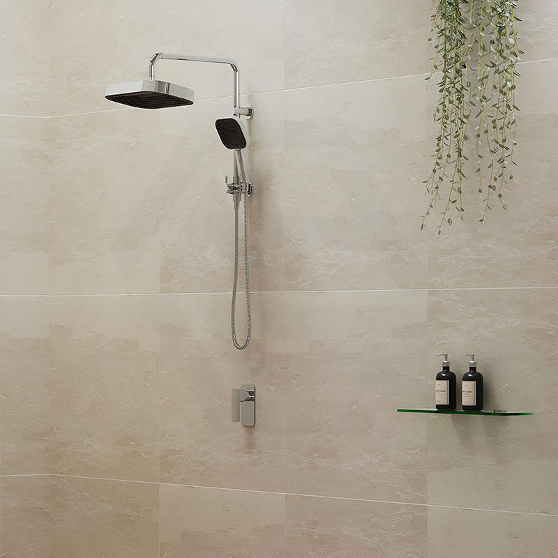 Fienza Kuro Twin Half-Rail Shower Soft Square Head Bottom Water Inlet - Variant Colour Available
