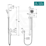 Fienza Stella Care Chrome Rail Shower Set with Push/Pull Slider