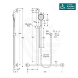 Fienza Luciana/Hustle Care Left/Right Hand Inverted T Rail Shower Set with Push/Pull Slider Chrome/Matt Black