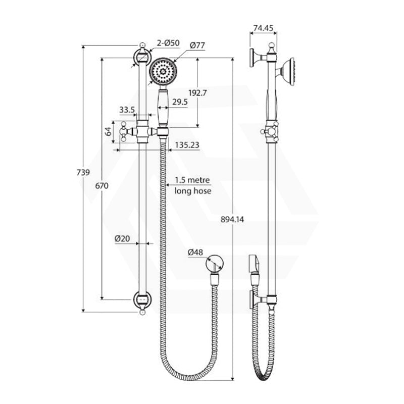 Fienza Lillian Wall Mounted Rail Shower with Handheld Variant Colour Available