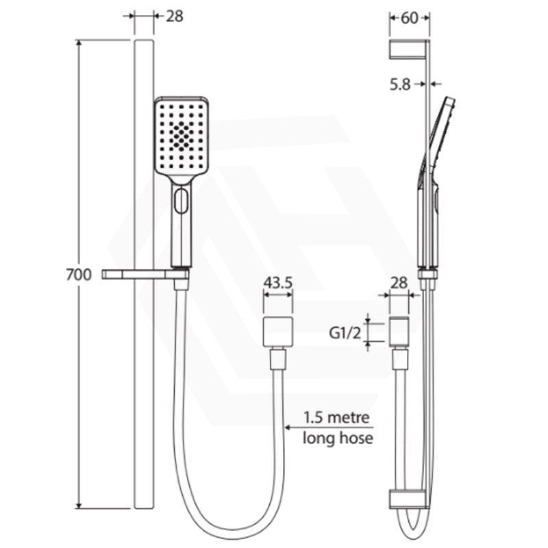 Fienza Tono Wall Mounted Rail Shower with Handheld Variant Colour Available