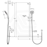 Fienza Care Inverted T Bar Rail Adjustable slider with Handheld Shower Set in Various Colour