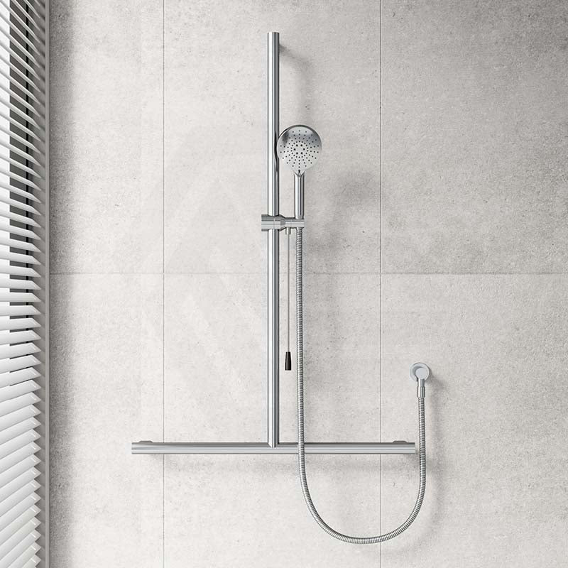 Fienza Care Inverted T Bar Rail Handheld Shower Set with Push/Pull Slider in Various Colour
