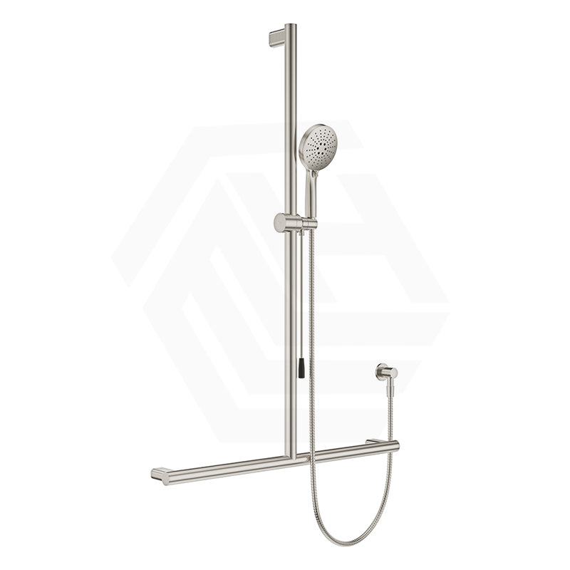 Fienza Care Inverted T Bar Rail with Handheld Shower Set with Push/Pull Slider in Various Colour