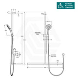 Fienza Care Inverted T Bar Rail with Handheld Shower Set with Push/Pull Slider in Various Colour