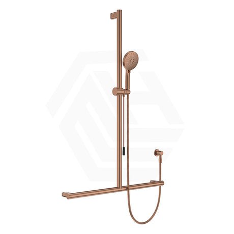 Fienza Care Inverted T Bar Rail with Handheld Shower Set with Push/Pull Slider in Various Colour