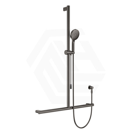 Fienza Care Inverted T Bar Rail with Handheld Shower Set with Push/Pull Slider in Various Colour