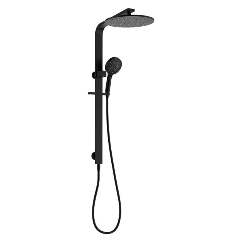 Fienza Empire Slim Deluxe Twin Shower Matt Black Top Water Inlet