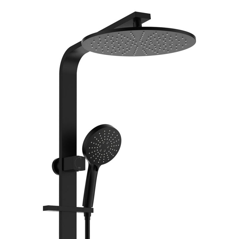 Fienza Empire Slim Deluxe Twin Shower Matt Black Top Water Inlet