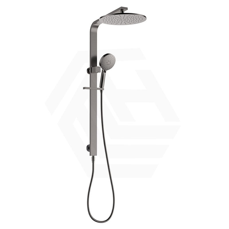 Fienza Empire Slim Deluxe Twin Shower Gunmetal Grey Top Water Inlet
