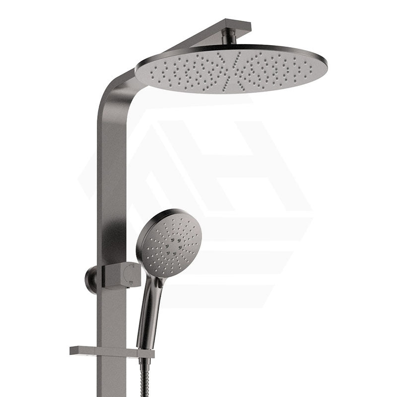 Fienza Empire Slim Deluxe Twin Shower Gunmetal Grey Top Water Inlet