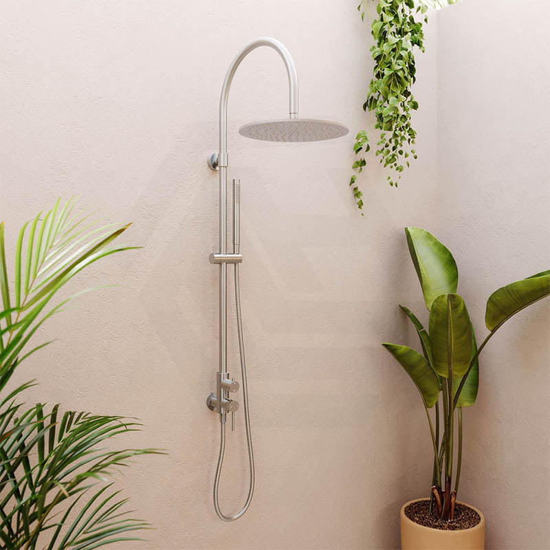 Fienza Kaya 316 Stainless Steel Wall Mounted Outdoor Round Twin Shower