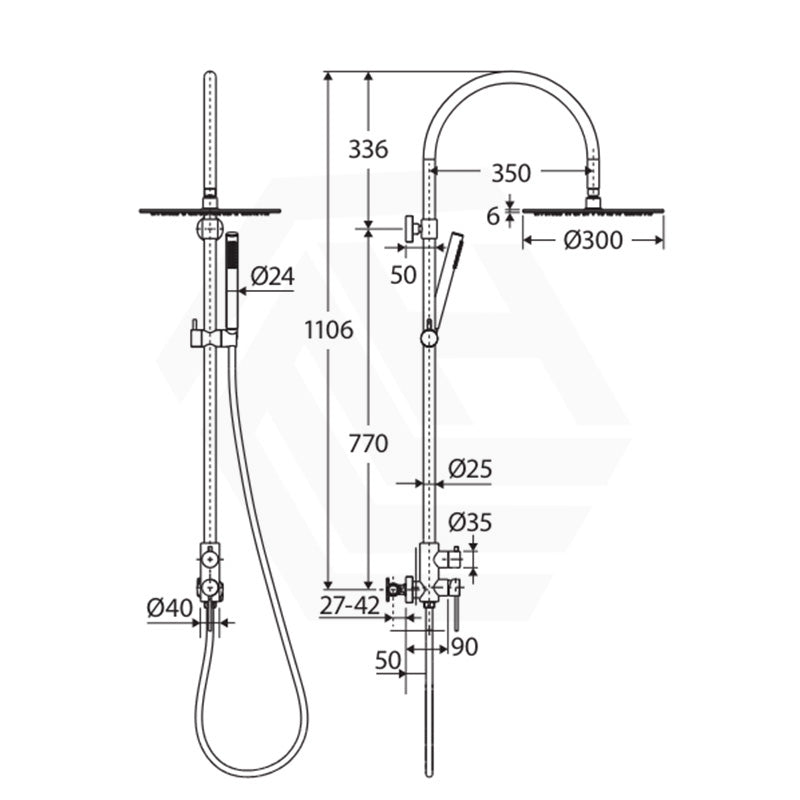 Fienza Kaya 316 Stainless Steel Wall Mounted Outdoor Round Twin Shower