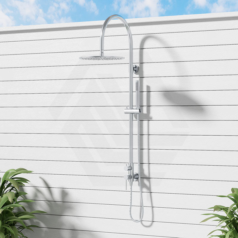 Fienza Kaya 316 Stainless Steel Wall Mounted Outdoor Round Twin Shower