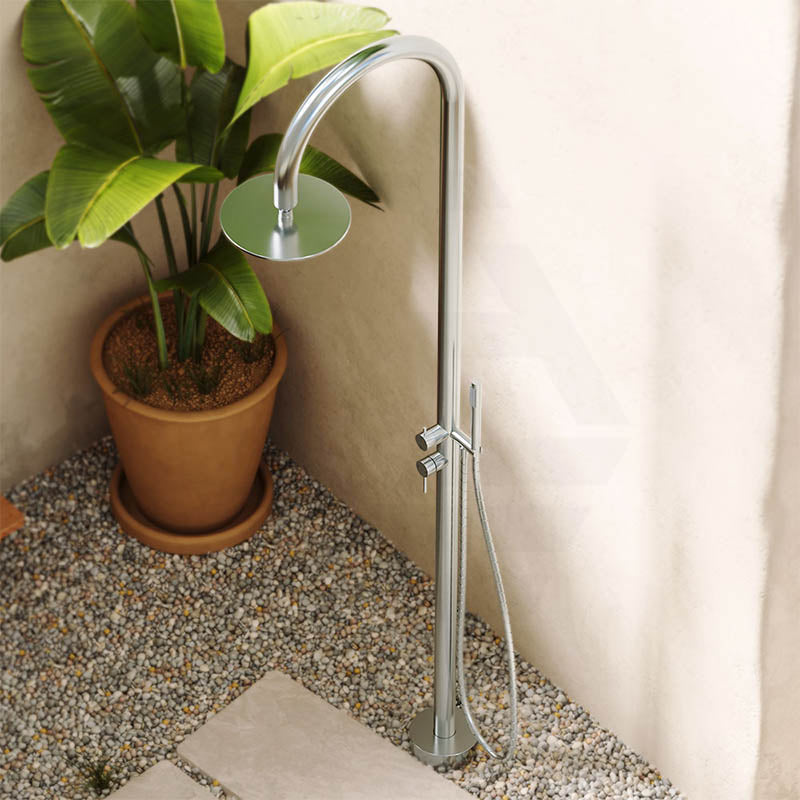 Fienza Kaya 316 Stainless Steel Floor Mounted Outdoor Twin Shower