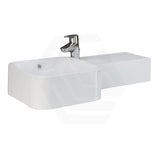 765x355x140mm RAK Petit Ceramic Square Wall Hung Basin Alpine White With Overflow Right Edge One Tap Hole