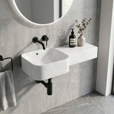 RAK Petit Ceramic Square Wall Hung Basin With Overflow Left / Right Tap Hole Option 765x355x140mm - Alpine White
