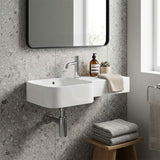 RAK Petit Ceramic Square Wall Hung Basin With Overflow Left / Right Tap Hole Option 765x355x140mm - Alpine White