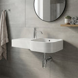 RAK Petit Ceramic Square Wall Hung Basin With Overflow Left / Right Tap Hole Option 765x355x140mm - Alpine White