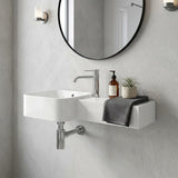 RAK Petit Ceramic Square Wall Hung Basin With Overflow Left / Right Tap Hole Option 765x355x140mm - Alpine White