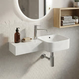 RAK Petit Ceramic Square Wall Hung Basin With Overflow Left / Right Tap Hole Option 765x355x140mm - Alpine White
