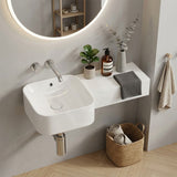 RAK Petit Ceramic Square Wall Hung Basin With Overflow Left / Right Tap Hole Option 765x355x140mm - Alpine White