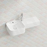 RAK Petit Ceramic Square Wall Hung Basin With Overflow Left / Right Tap Hole Option 765x355x140mm - Alpine White